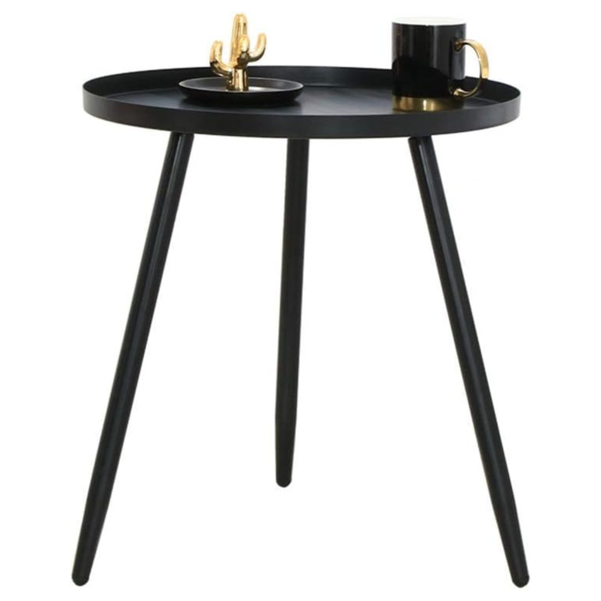 Mesa Lateral Auxiliar Centro Metalica Redonda 42x42x45cm Negro