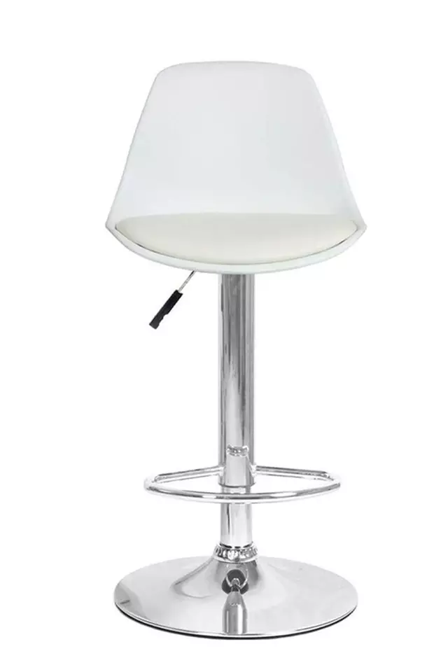 Taburete Eames con Altura Regulable Base Cromada para Cocina o Bar Blanco