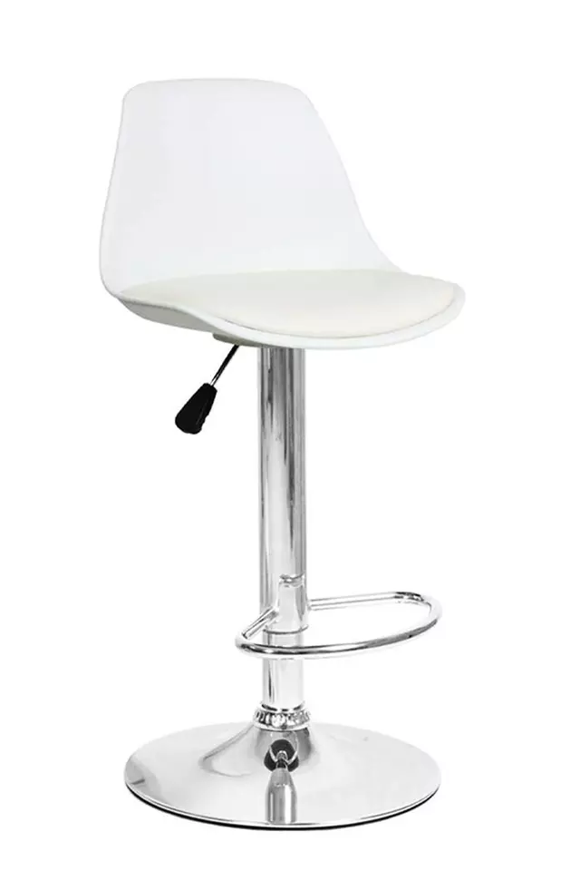 Pack 2 Taburetes Eames con Altura Regulable Base Cromada para Cocina o Bar Blanco