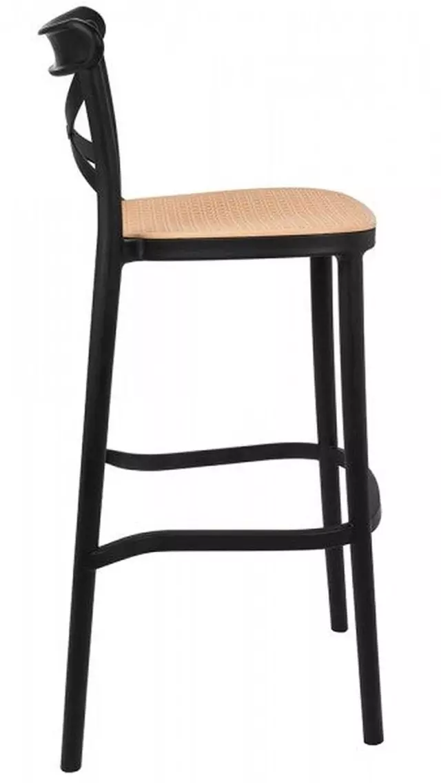 Taburete Crossback Danubio Piso de Bar o Terraza 66cm Negro