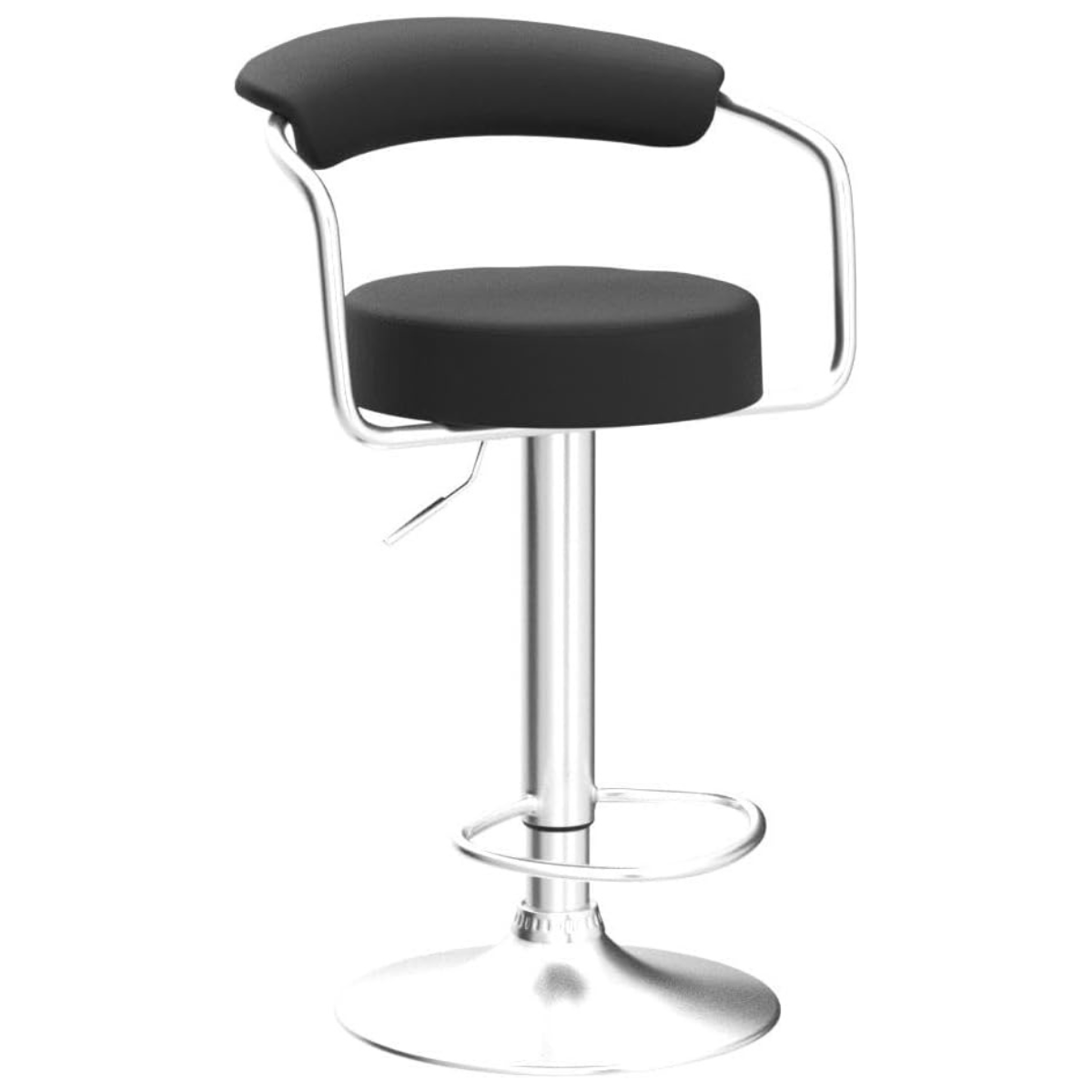 Taburete Piso Bar Altura Regulable Con Respaldo Negro