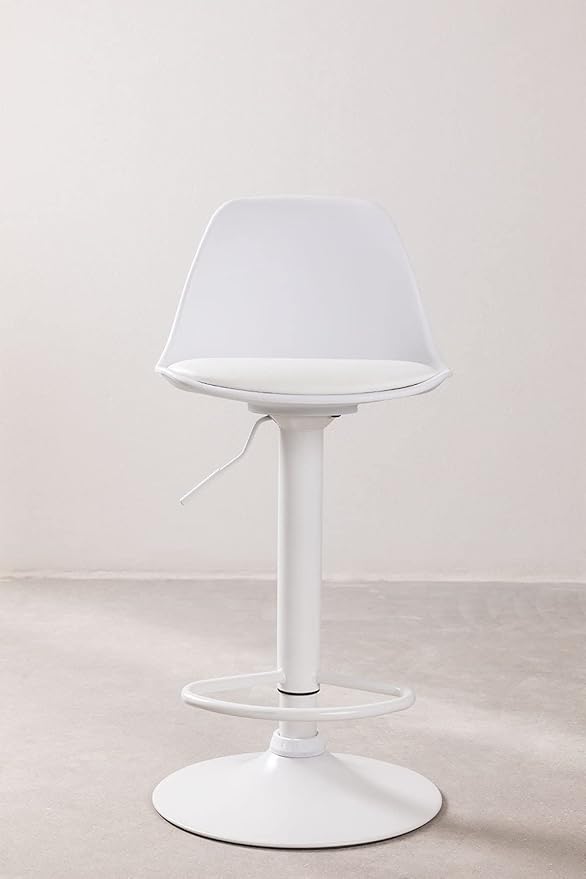 Taburete Eames con Altura Regulable Base Blanca para Cocina o Bar Blanco