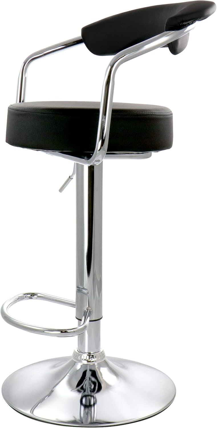 Taburete Piso Bar Altura Regulable Con Respaldo Negro