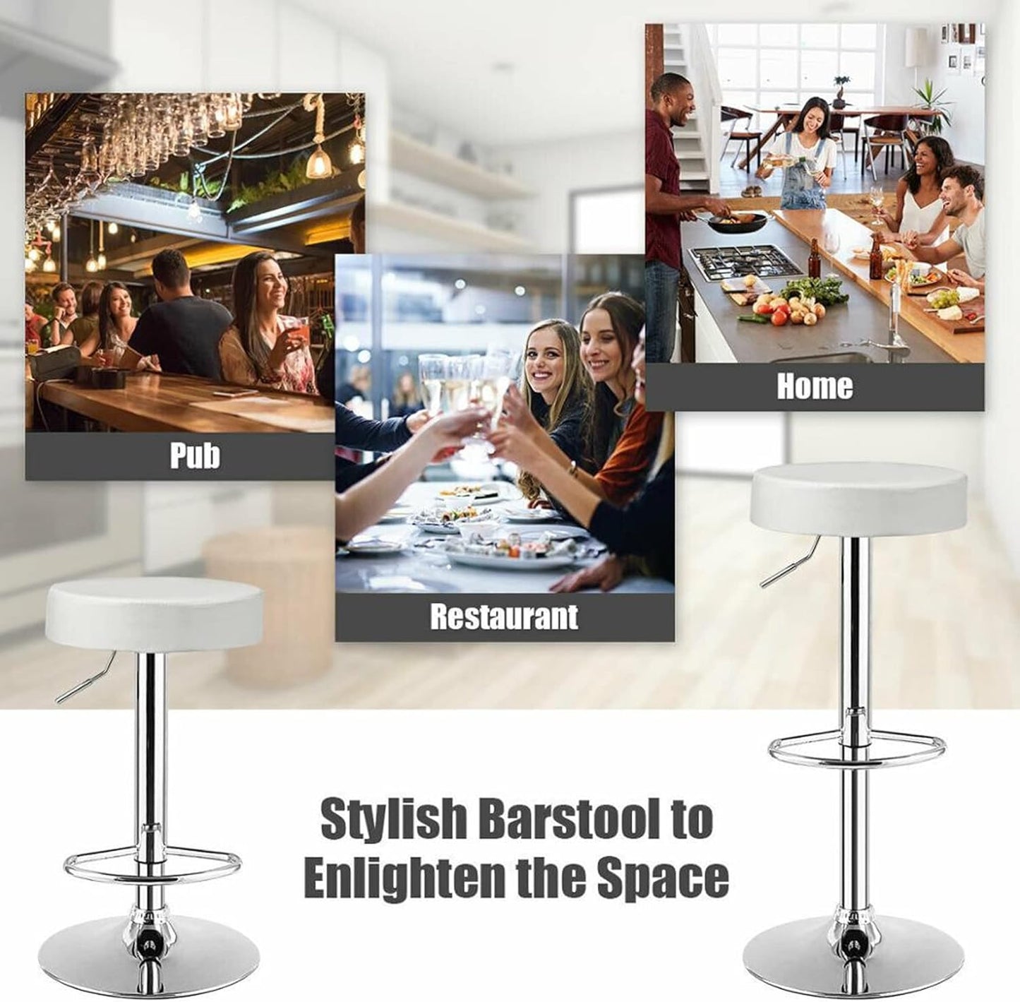 Taburete Piso Bar Altura Regulable Blanco