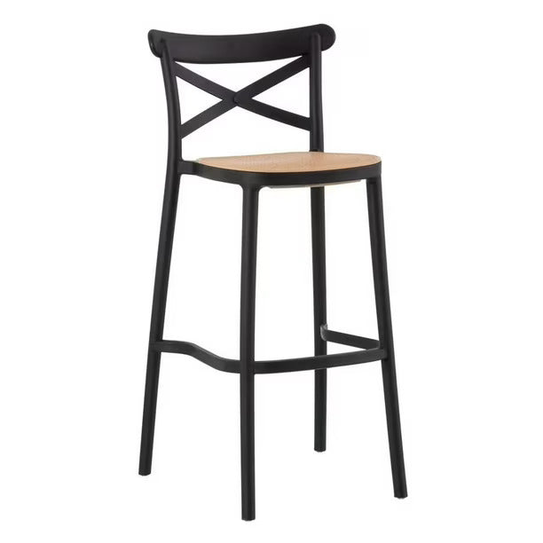 Pack 2 Taburetes Crossback Danubio Piso de Bar o Terraza 66cm Negros