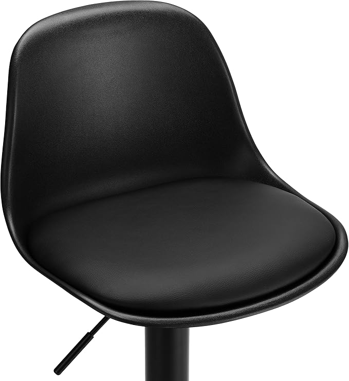 Taburete Eames con Altura Regulable Base Negra para Cocina o Bar Negro