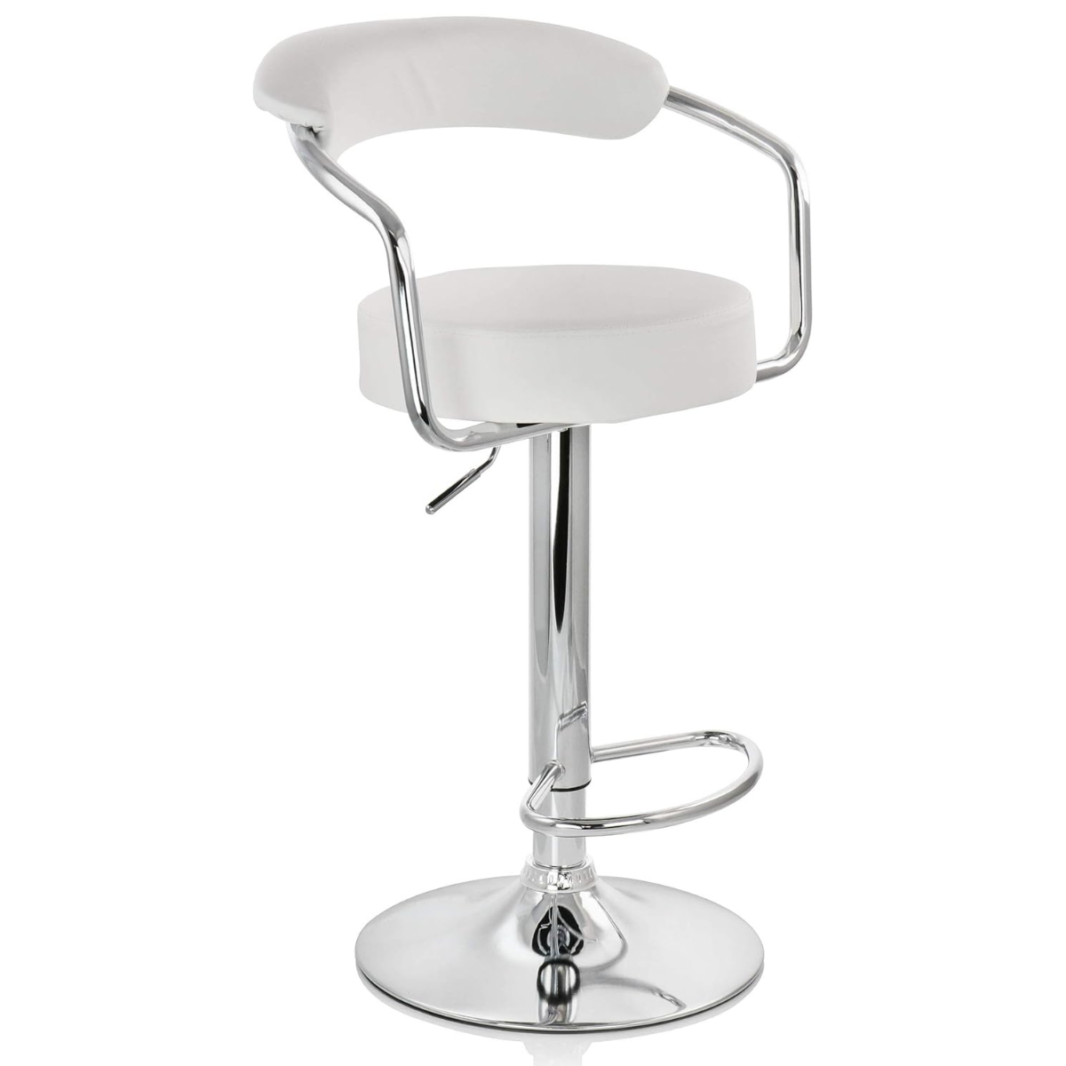 Taburete Piso Bar Altura Regulable Con Respaldo Blanco