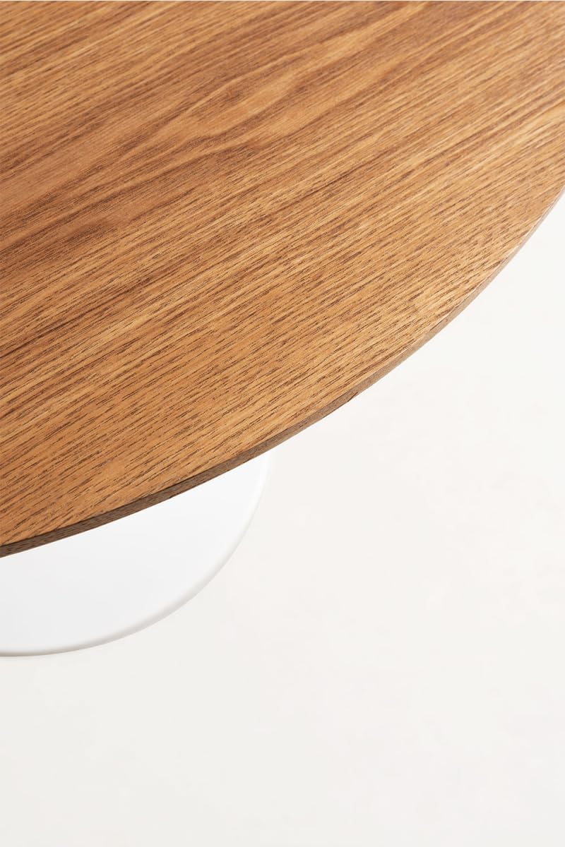 Mesa Comedor Redonda Tulip Wood 80cm Diametro Blanca