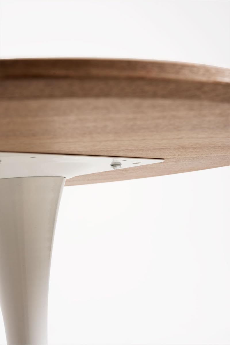 Mesa Comedor Redonda Tulip Wood 80cm Diametro Blanca