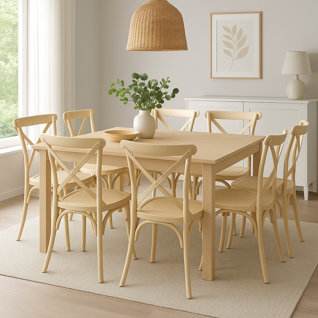 Pack 4 Sillas Crossback Beige Apilable