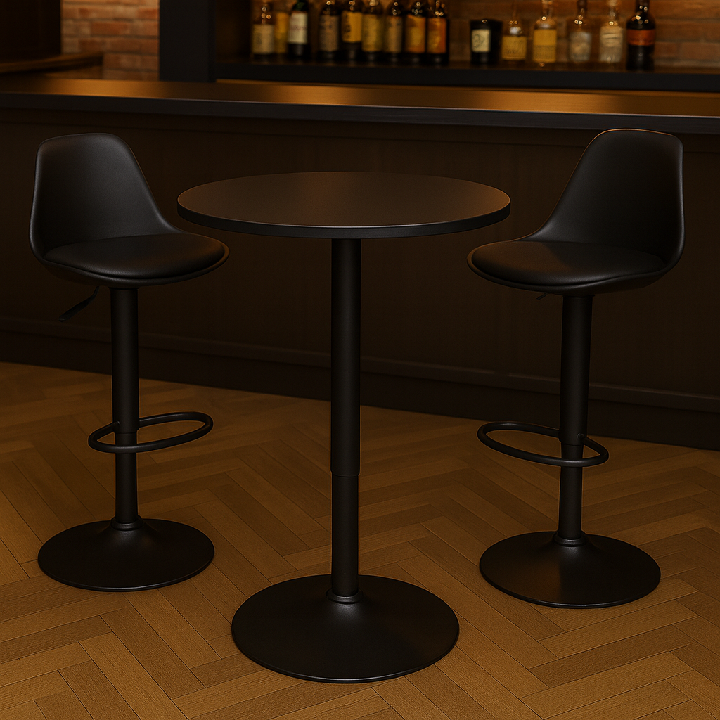 Mesa Bar Centro Altura Regulable 60cm Diámetro Full Negra