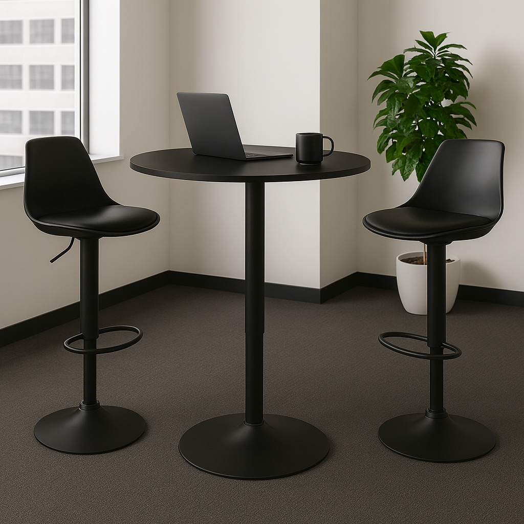 Mesa Bar Centro Altura Regulable 60cm Diámetro Full Negra
