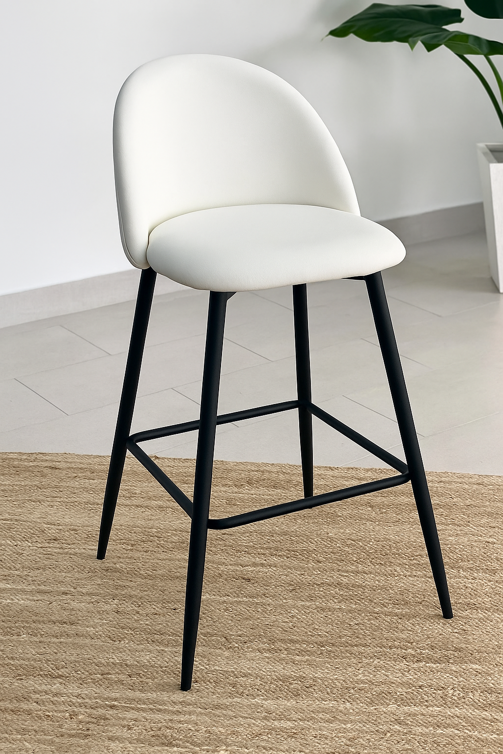 Piso de Bar Taburete Velvet 66cm Terciopelo Blanco