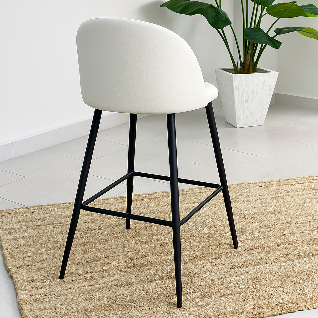Piso de Bar Taburete Velvet 66cm Terciopelo Blanco