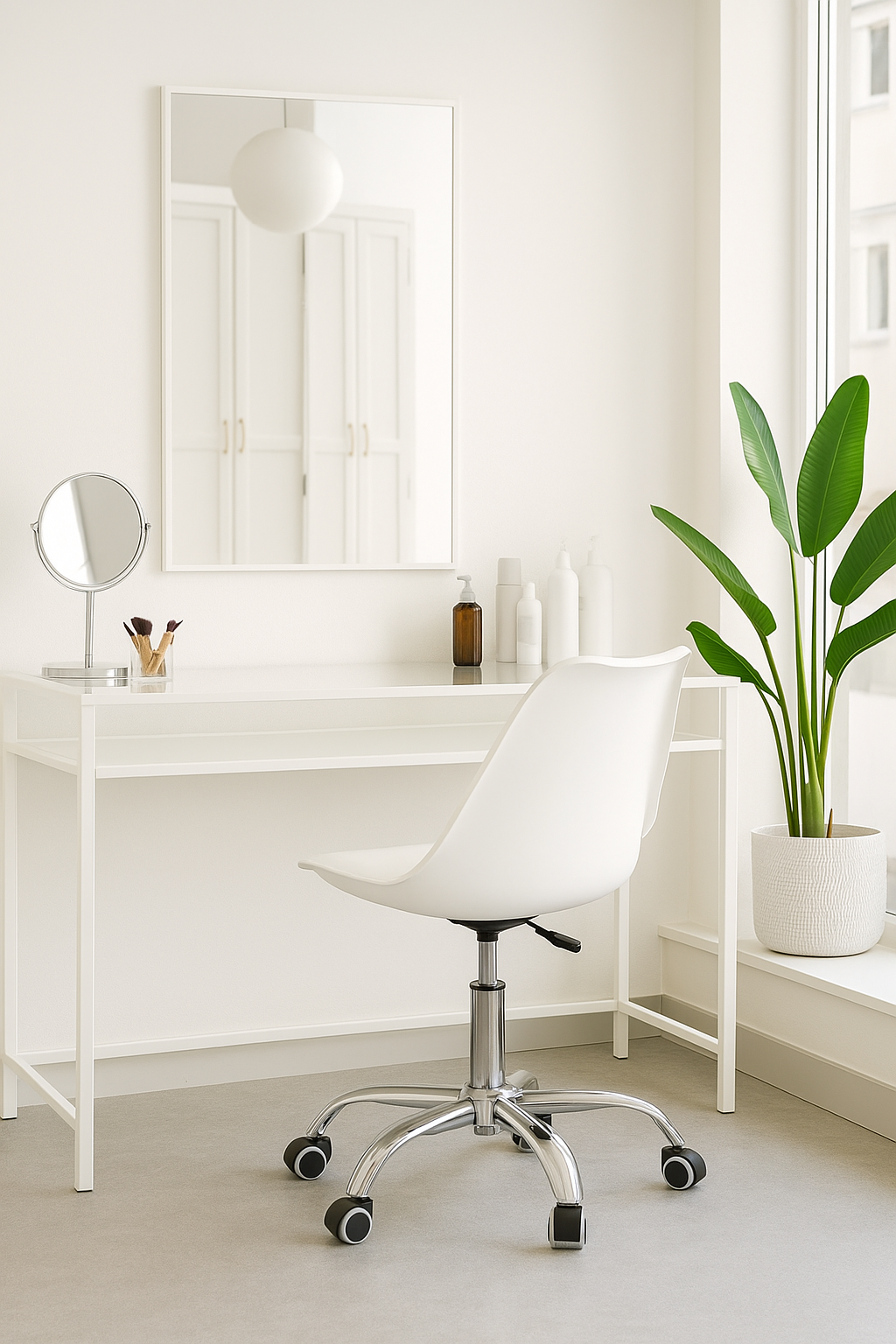 Silla De Escritorio Tulip Eames Giratoria Acolchada Blanca