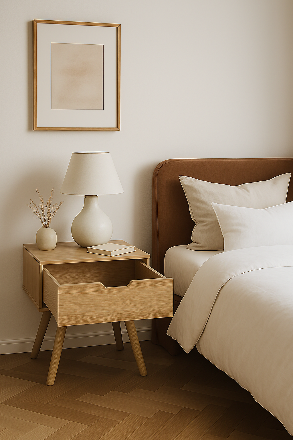 Velador Mesa De Noche Wood 1 Cajon Moderno 50*40*45cm