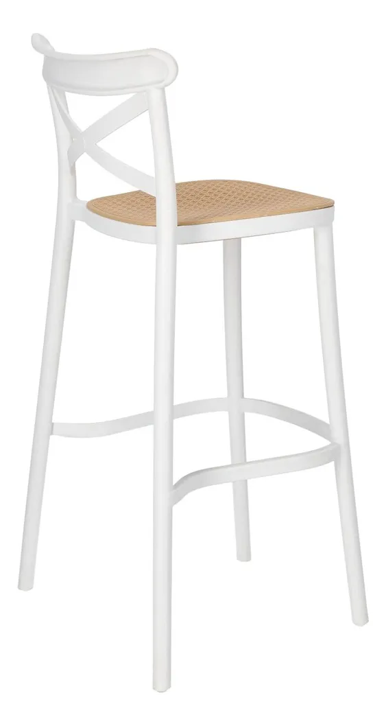 Taburete Crossback Danubio Piso de Bar o Terraza 66cm Blanco