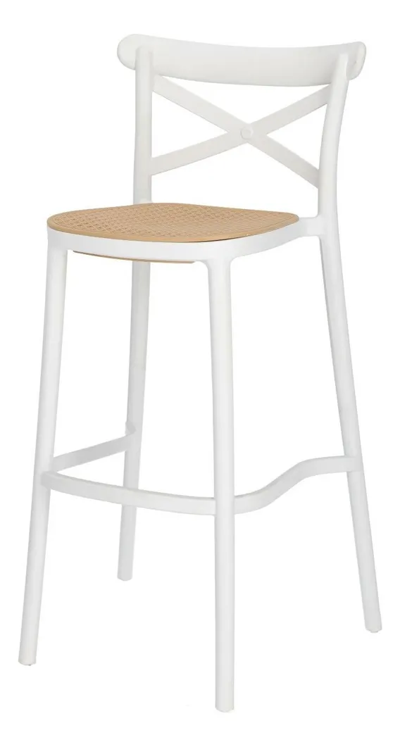 Pack 4 Taburetes Crossback Danubio Piso de Bar o Terraza 66cm Blanco