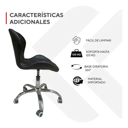 Silla De Escritorio Mariposa Radar Giratoria Acolchada Negra
