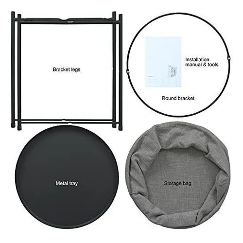 Mesa Lateral Auxiliar 2 Niveles con Cesta 42x42x52cm Negro