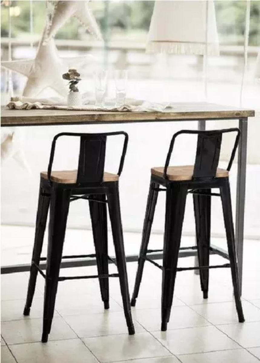 Taburete Tolix Madera Negro 66cm