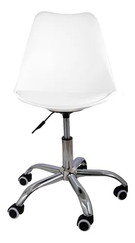 Silla De Escritorio Tulip Eames Giratoria Acolchada Blanca
