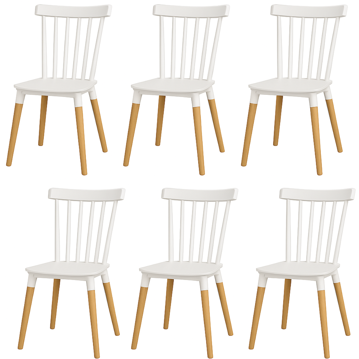 Pack 6 Sillas Windsor para Comedor o Terraza Blancas