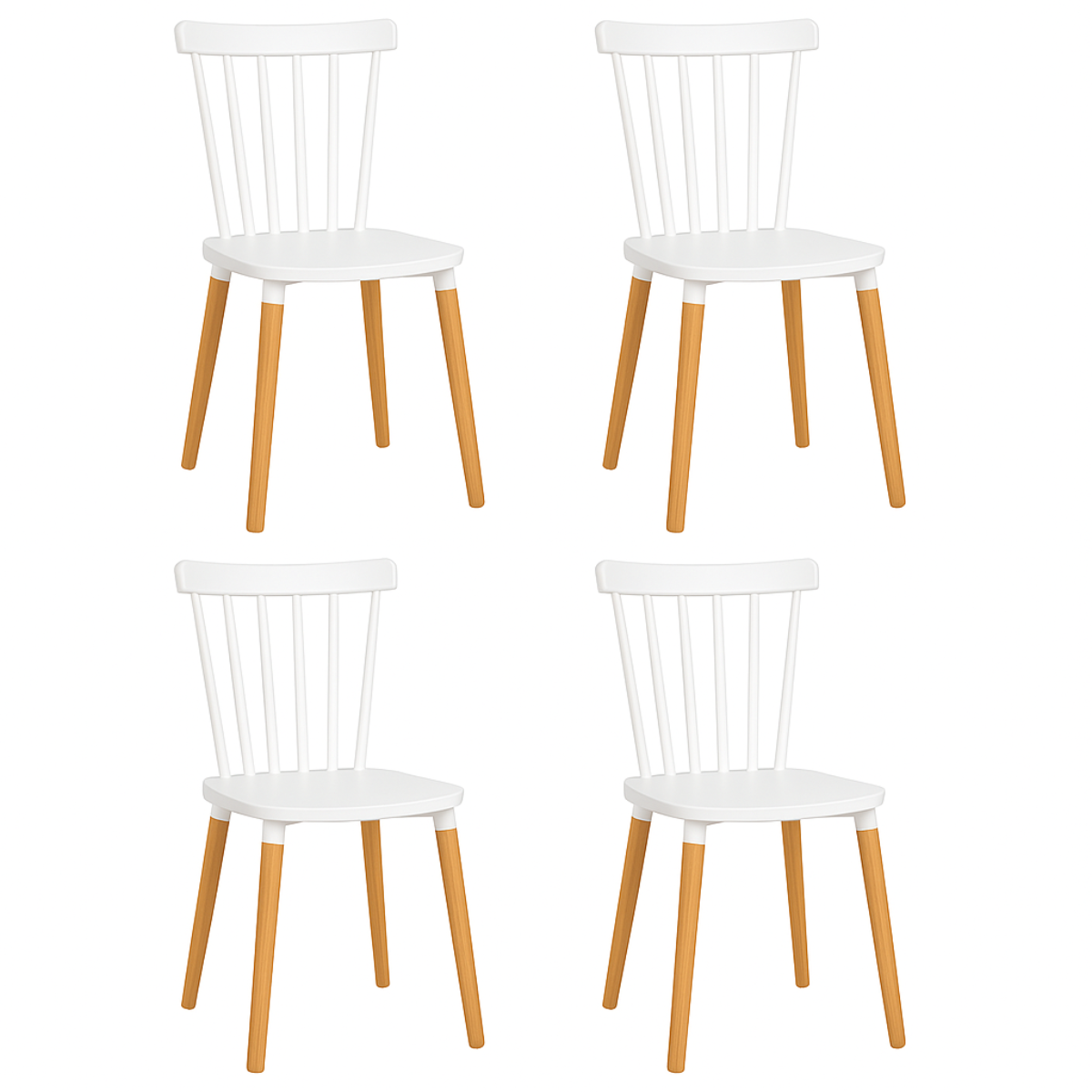 Pack 4 Sillas Windsor para Comedor o Terraza Blancas