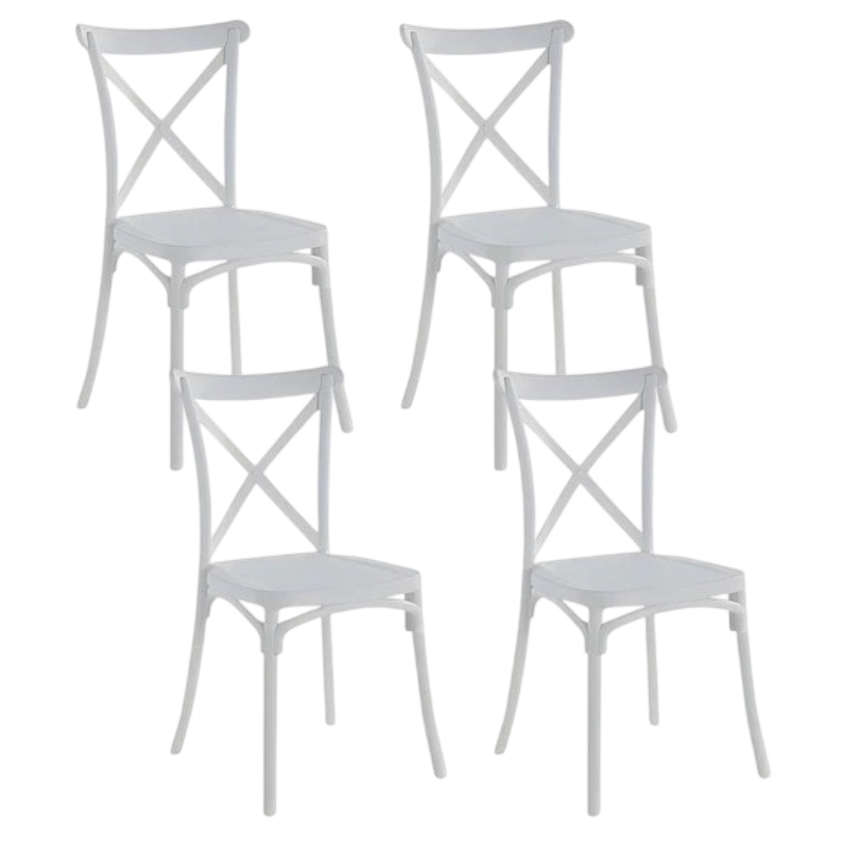 Pack 4 Sillas Crossback Blancas Apilable