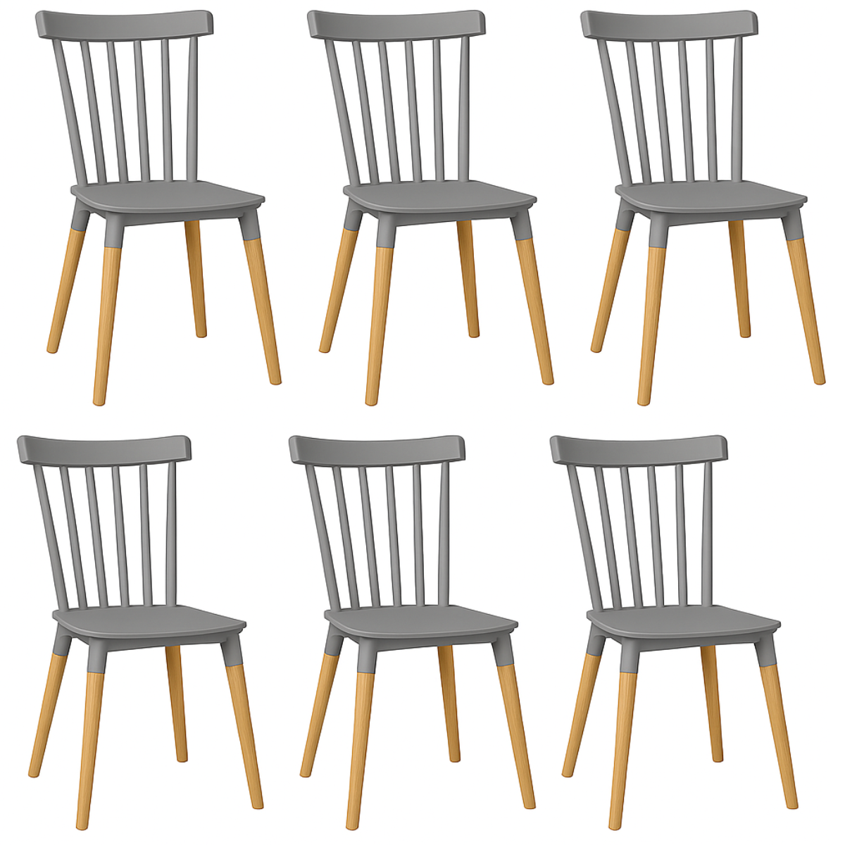 Pack 6 Sillas Windsor para Comedor o Terraza Gris