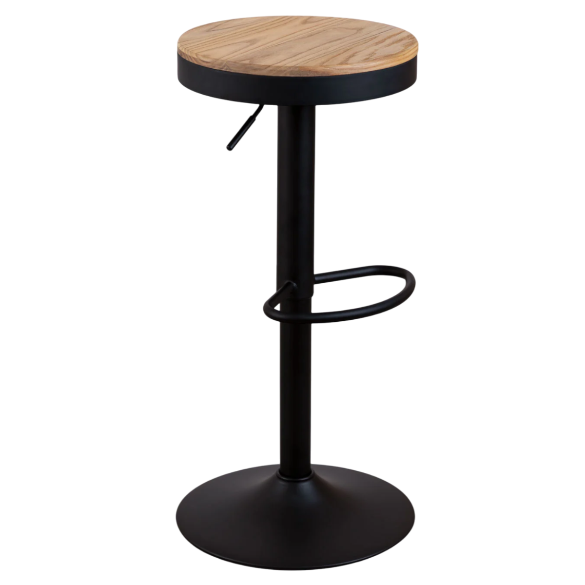 Taburete Regulable Piso Bar Asiento De Madera Negro