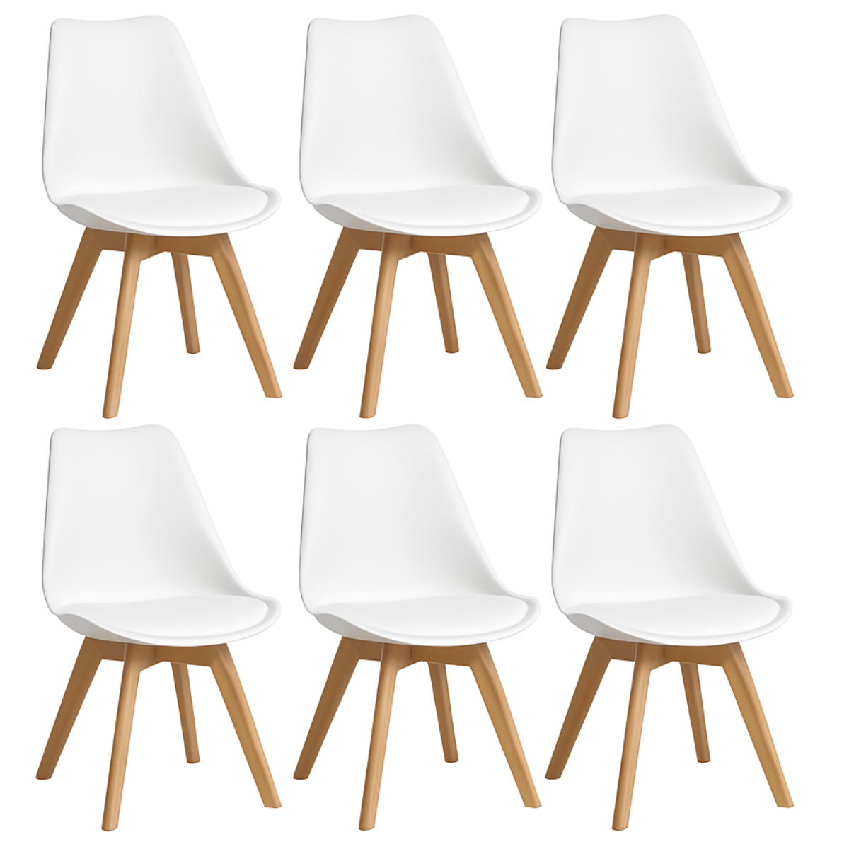 Pack 6 Sillas Eames Acolchada Blancas