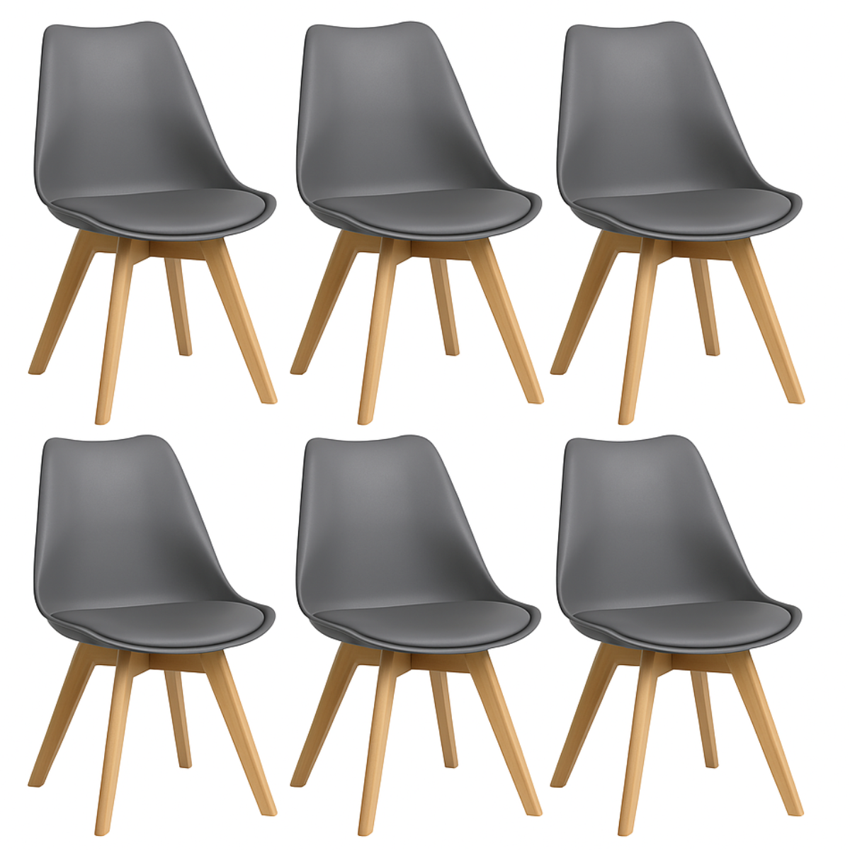 Pack 6 Sillas Eames Acolchada Gris