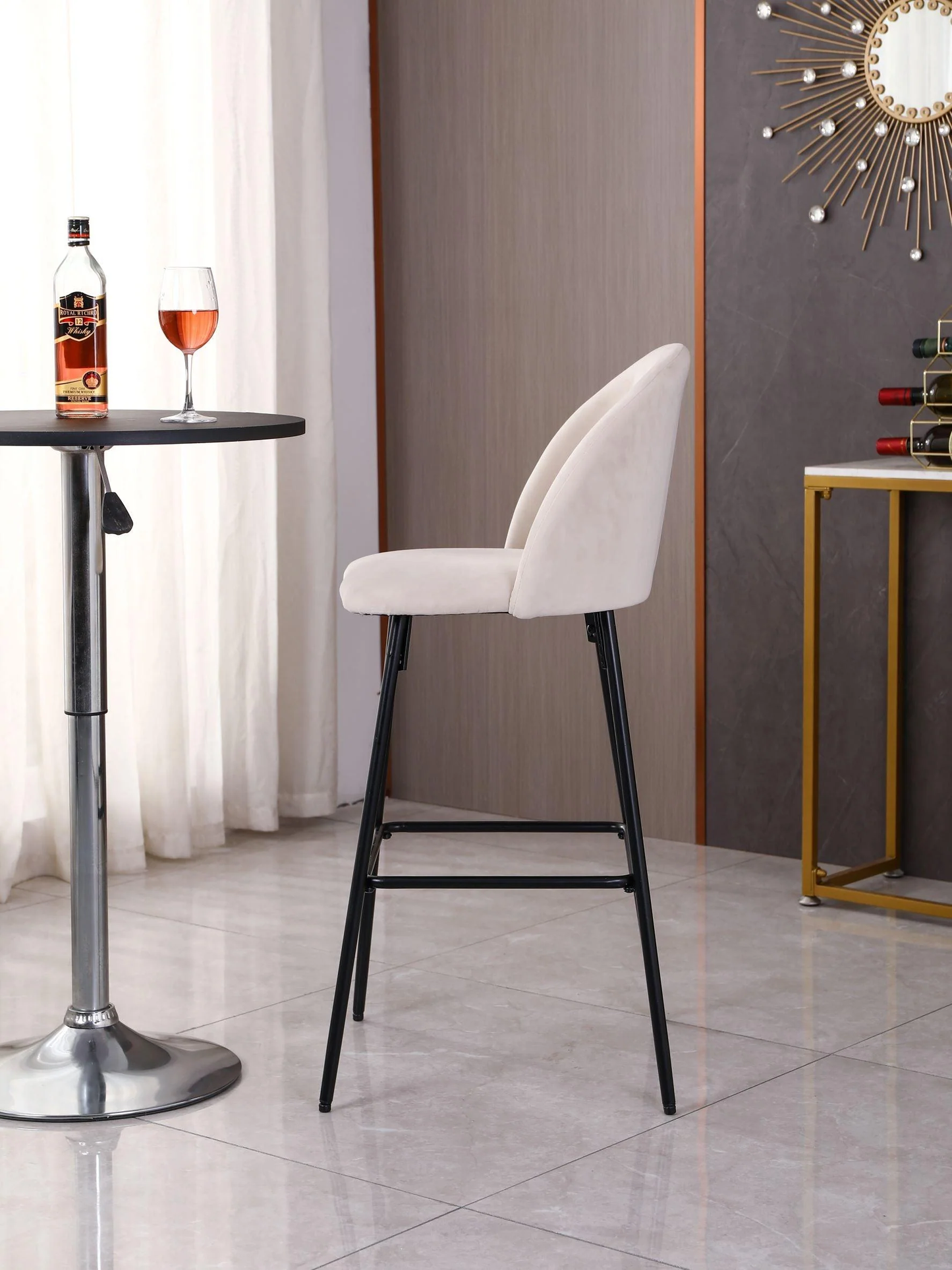 Pack 2 Pisos de Bar Taburete Velvet 66cm Terciopelo Blancos