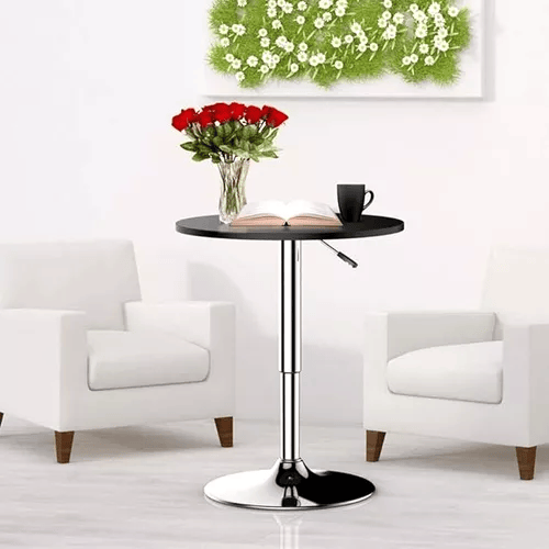 Mesa Bar Centro Altura Regulable 60cm Diámetro Negra