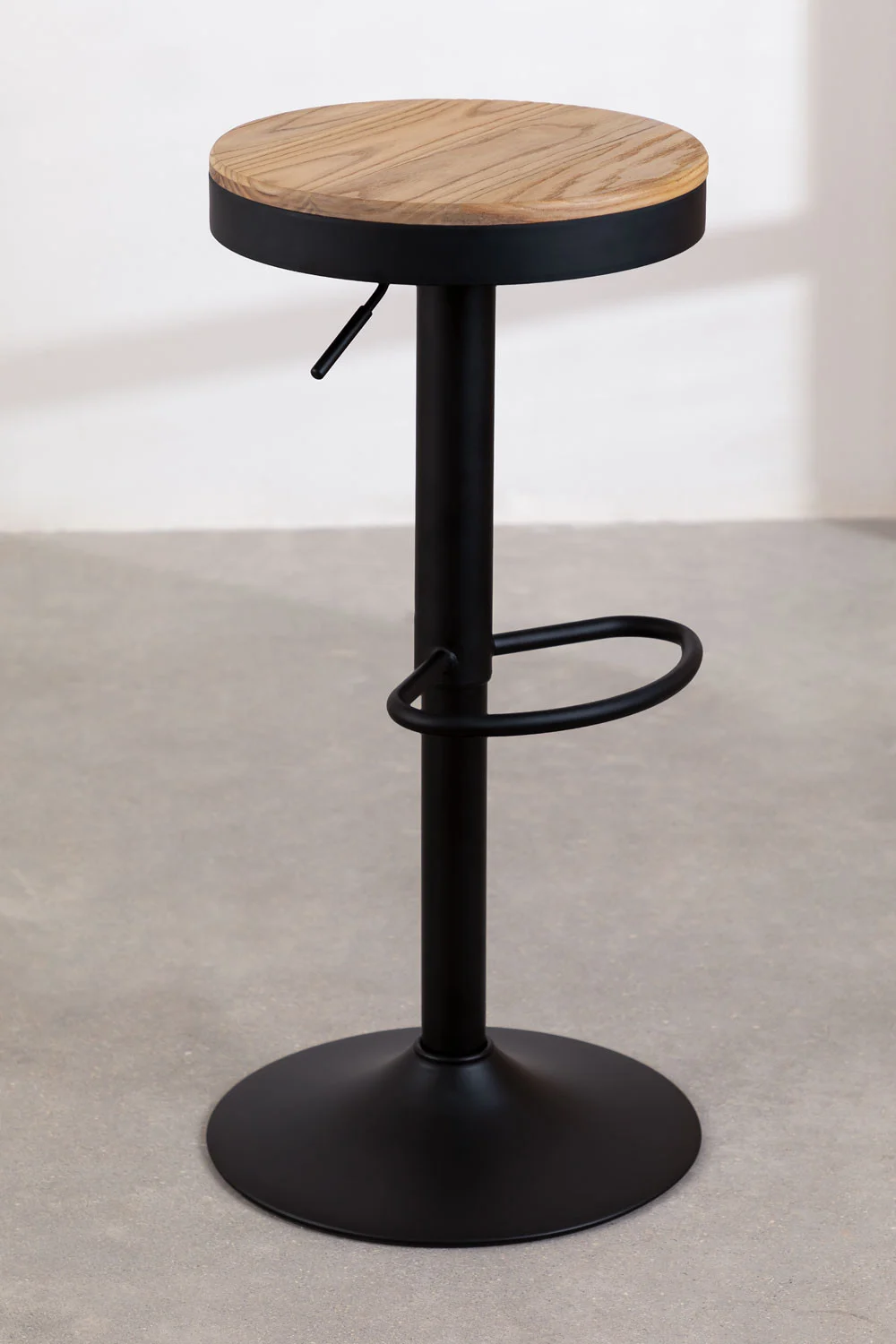 Taburete Regulable Piso Bar Asiento De Madera Negro