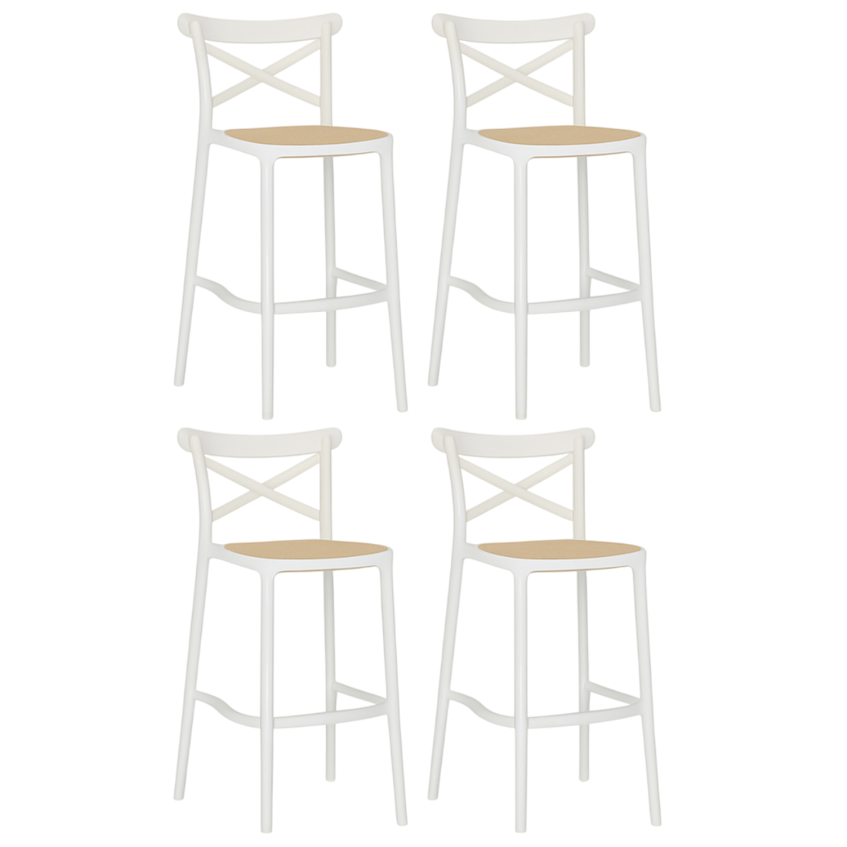 Pack 4 Taburetes Crossback Danubio Piso de Bar o Terraza 66cm Blanco