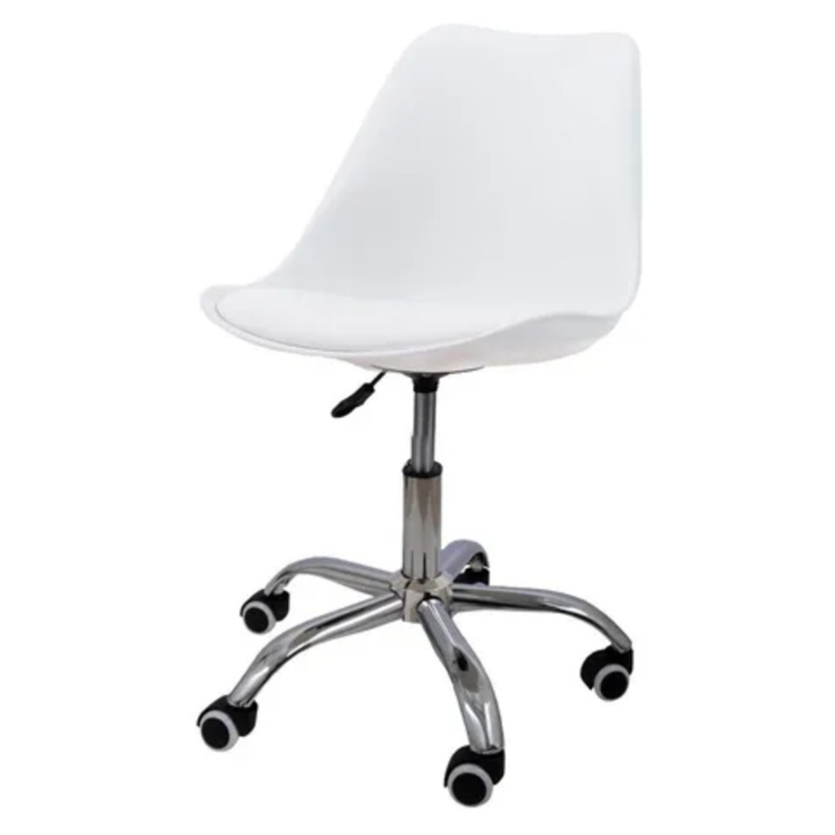 Silla De Escritorio Tulip Eames Giratoria Acolchada Blanca