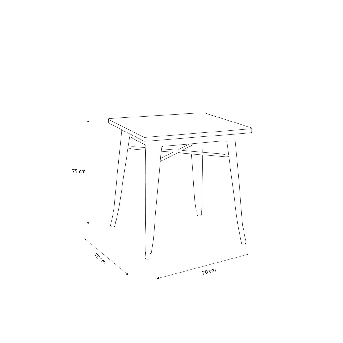 Mesa Comedor Tolix Madera 70x70x75cm