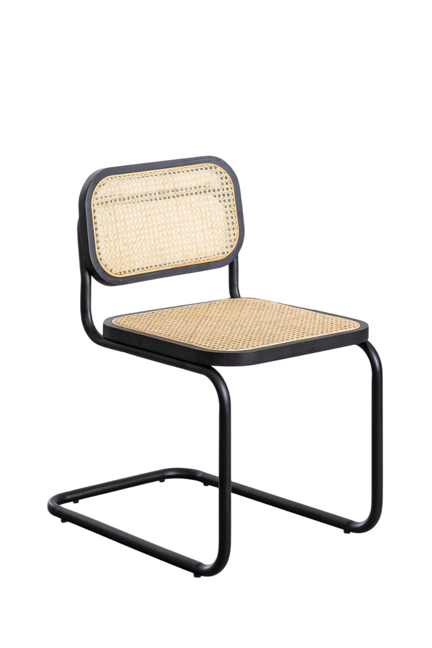Silla Breuer Negra Madera y Ratán