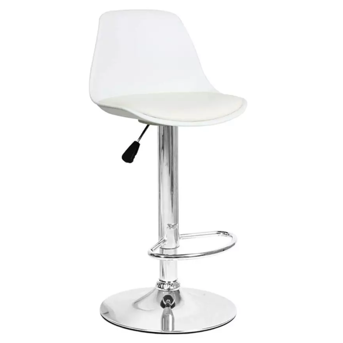 Taburete Eames con Altura Regulable Base Cromada para Cocina o Bar Blanco