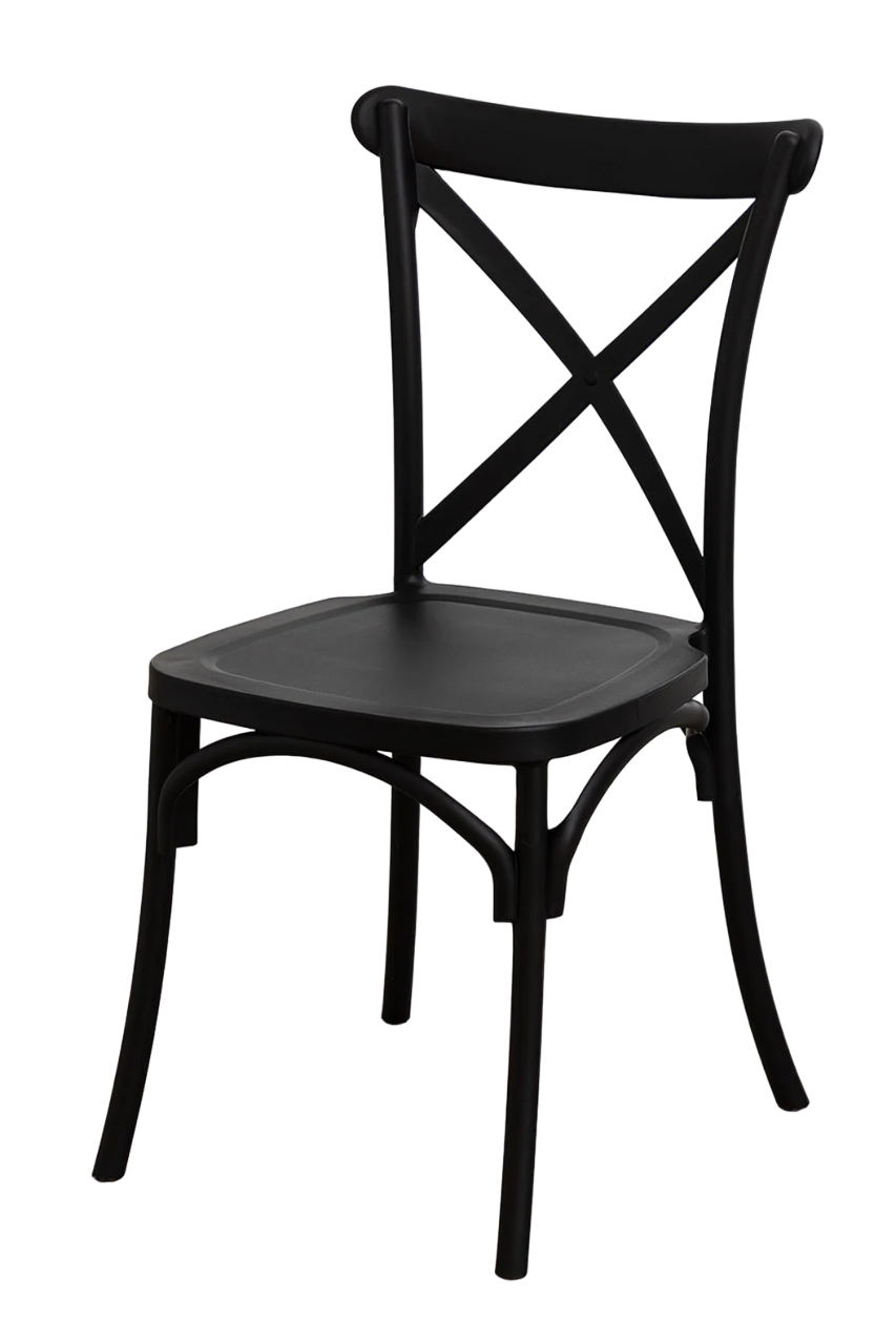 Pack 4 Sillas Crossback Negra Apilable