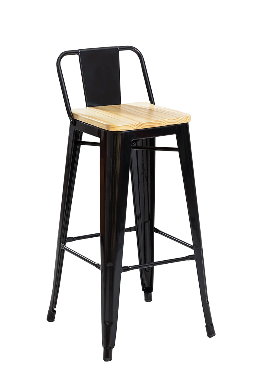 Pack 4 Taburetes Tolix Madera Negro 66cm