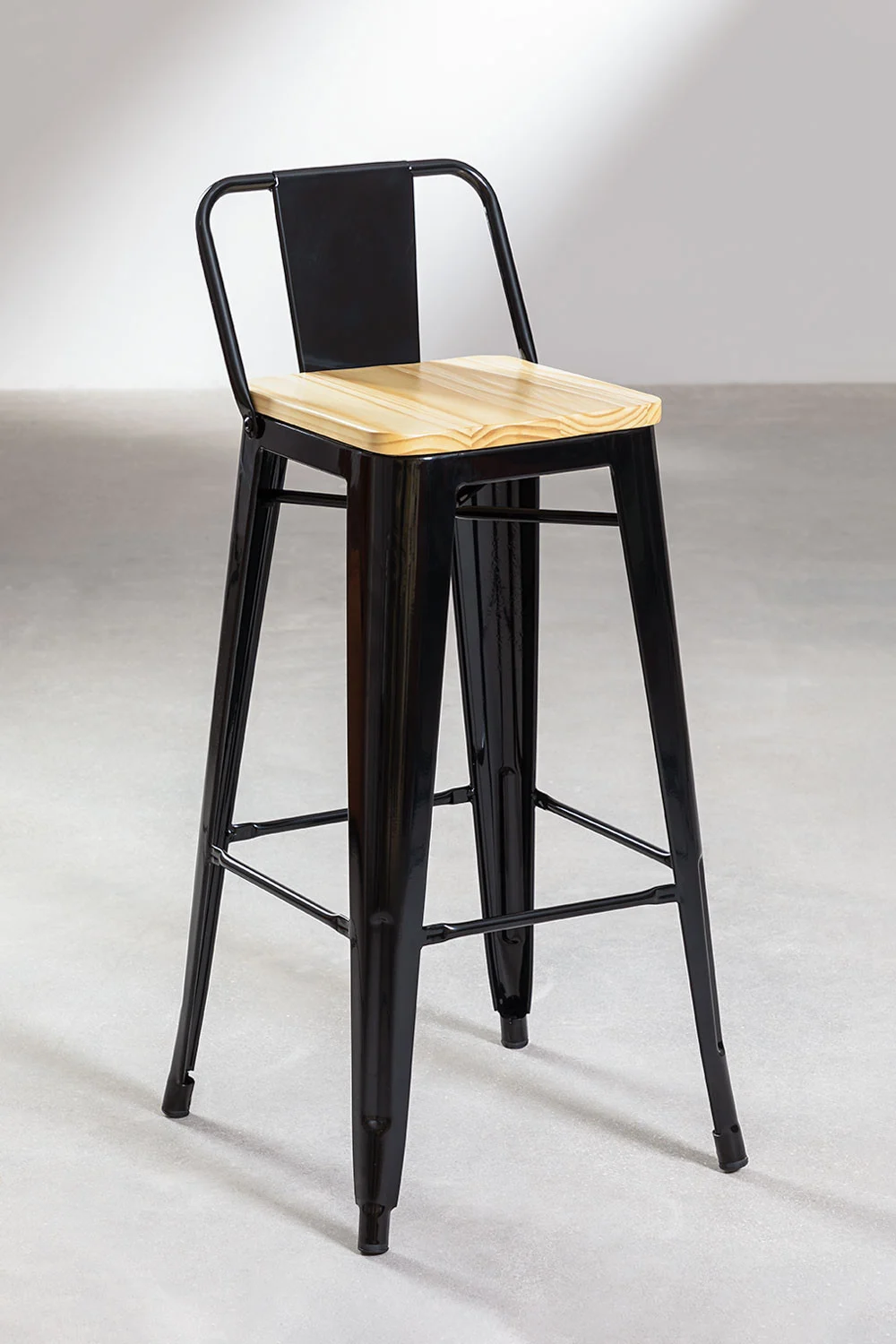Pack 2 Taburetes Tolix Madera Negro 66cm