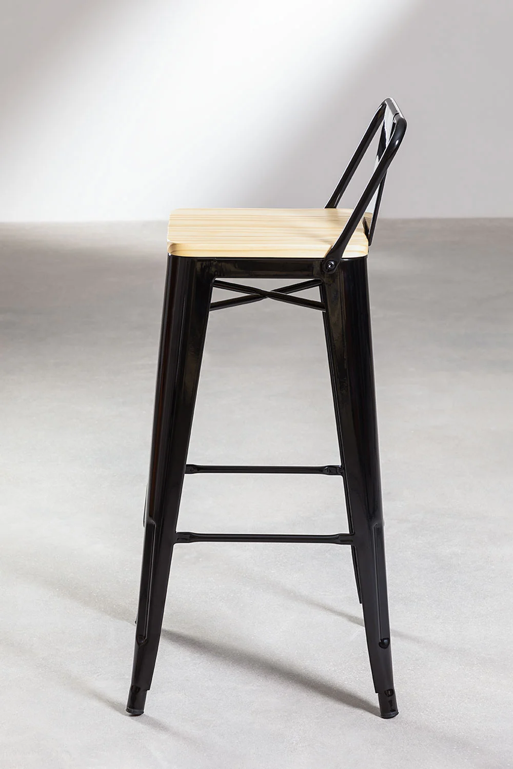 Pack 4 Taburetes Tolix Madera Negro 66cm