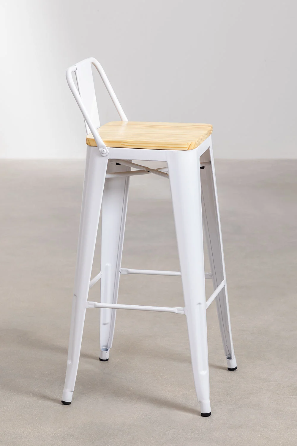 Taburete Tolix Madera Blanco 66cm