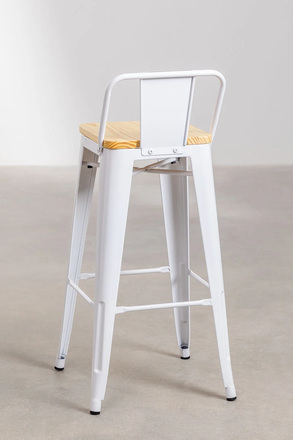 Taburete Tolix Madera Blanco 66cm