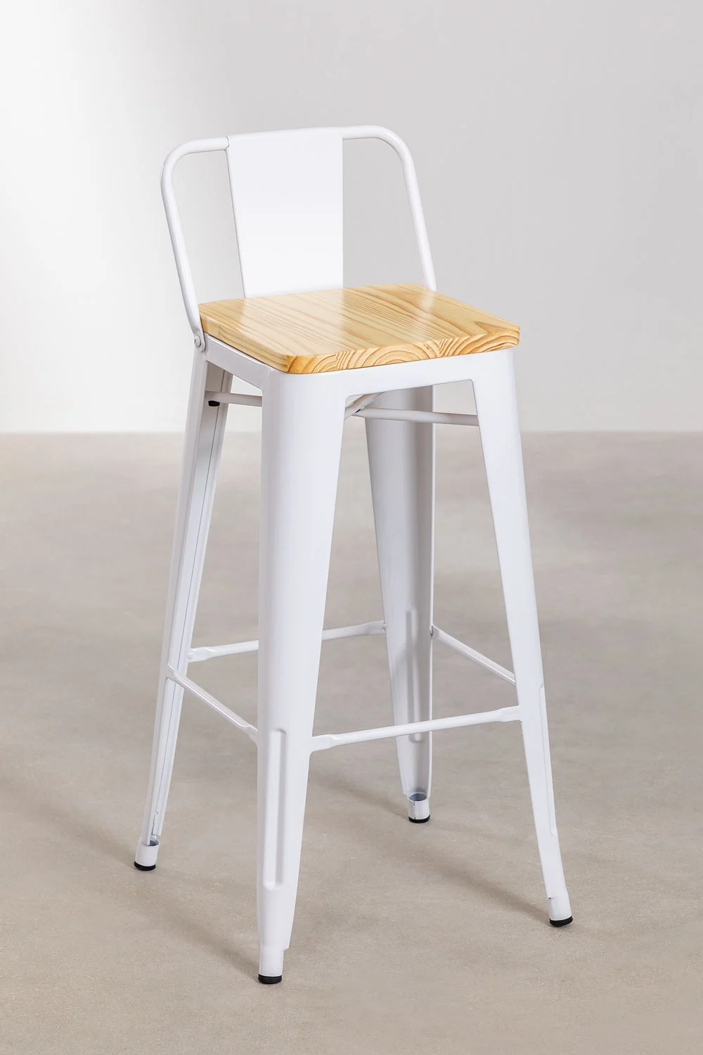 Taburete Tolix Madera Blanco 66cm