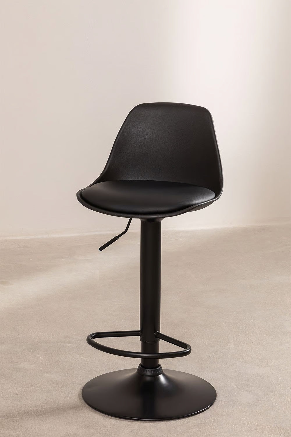 Taburete Eames con Altura Regulable Base Negra para Cocina o Bar Negro