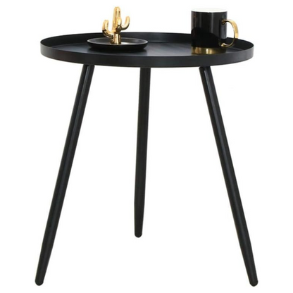 Mesa Lateral Auxiliar Centro Metalica Redonda 42x42x45cm Negro